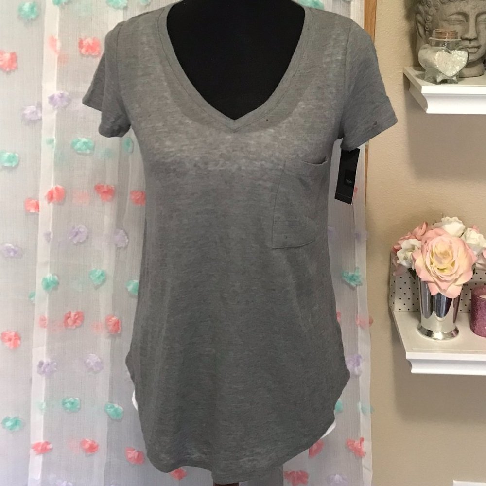 Mossimo Heather Gray Pocket Tee Semi Sheer. NWT